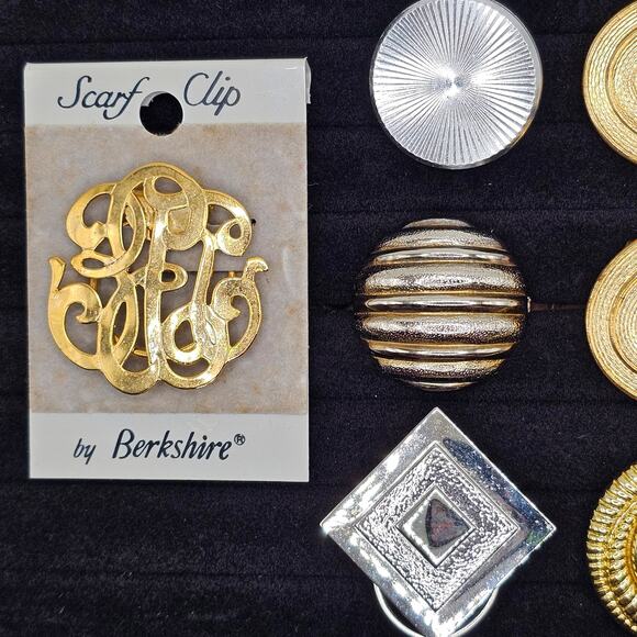 Vintage Costume Jewelry Accessory Scarf Clip Slide Bundle 9 Goldtone Silvertone - Picture 6 of 10